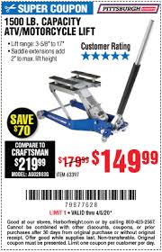 Pittsburgh Automotive 1500 Lb Capacity Atv Motorcycle Lift For 149 99 In 2020 Harbor Freight Tools Harbor Freight Coupon Automotive