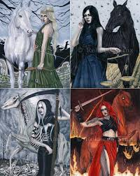 Four Horsemen Women Fantasy Art Prints Set Apocalypse Art Four Horsemen Of The Apocalypse Tattoo Apocalypse Aesthetic