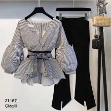 Model 21167 13490 Balon Kol Bluz Ve Pantolon Takim S M L Beden Tek Renk Atlas Model 21167 13490 Balon Kol Bluz Ve Pantolon Takim S M L Bed Moda Elbise Giyim