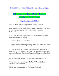 The introductory paragraph for the short story critique has 3 Eng 265 Week 2 Short Story Plot And Setting Critique By R Ichardsonin Dia12 Issuu