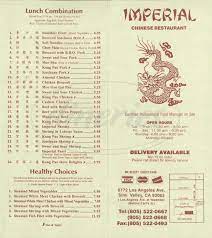 Menu For Imperial Chinese Restaurant Chinese Restaurant Chinese Menu Chinese Food Menu