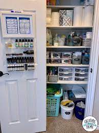 When you come home from a busy day of work and toting kids around, sweeping the kitchen floor probably isn't on your list of things you'd love to do. The Cleaning Supply Closet Creatingmaryshome Com Cleaning Supplies Organization Cleaning Closet Organization Cleaning Supply Storage