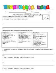 Quiz On The Poem Mother To Son By Langston Hughes 11 Open Ended Questionscover A Variety Analysis Of The Poem2 Pagesanswers Inc Poem Mother To Son Poems Quiz