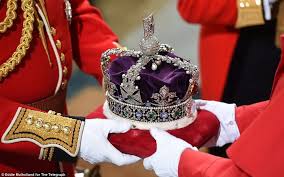 The Queen Is Resplendent At The State Opening Of Parliament Imperial State Crown Royal Jewels Queen Elizabeth