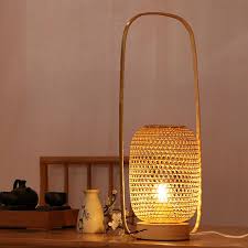 Japanese Simple Table Lamp Modern Round Bamboo Lantern Writing Desk Decorative Light Modern Table Lamp Lamp Bamboo Lantern