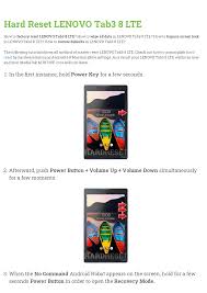 Hard Reset LENOVO Tab3 8 LTE ...