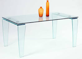 Modern All Glass Dining Table With Clear Top And Bent Legs Modern Glass Dining Table Glass Dining Table Rectangular Dining Table