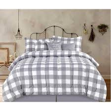 The complete bed set built to last, this bedding set is made with strict quality control standards and comes with. Country Farmhouse Rustic Plaid Buffalo Check Gray White Queen 7 Piece Comforter Set Walmart Com Walmart Com