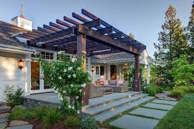 This open concept pergola featured on backyard builds acts as both side pathway and companion piece to the renovated backyard dining area. 20 Amazing Pergola Ideas For Shading Your Backyard Patio