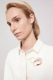 Andres Gallardo Jewelry Spain Shrimp Seafood Fan Lover Brooch Pin 18K Gold  Plated Brass Porcelain Large Ocean Fish Unique Designer Jewelry