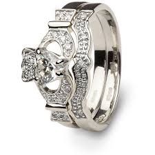 1 3 Or 1 2 Carat Diamond Claddagh Engagement Wedding Ring Set Sl 14l68wdd Set Cheap Diamond Wedding Rings Wedding Rings Engagement Wedding Ring Sets