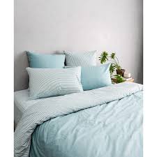 Cushion covers embroidered tree design, duck egg blue. Tontine Reversible Vintage Stripes Quilt Cover Set Duck Egg Big W