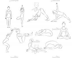Simple stylized yoga poses icon set. Set Of 10 Yoga Poses Vector Illustration Black Line Drawing Fineartpixel Com