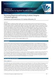 Pdf Preventing Plagiarism And Fostering Academic Integrity A Practical Approach