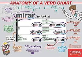 anatomy of a verb chart spanish poster amazon co uk