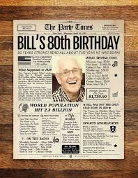 Download 305 birthday newspaper stock illustrations, vectors & clipart for free or amazingly low rates! 80th Birthday Newspaper Poster Sign Printable 80th Birthday Etsy In 2021 80th Birthday Decorations 80th Birthday Gifts 89th Birthday