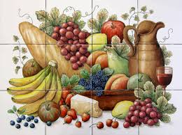 Garden Harvest Baskets Fruit Vegetable Tile Murals Glass By Julia Backsplash Tile Mural Tile Murals Harvest Basket