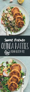 Sweet Potato Quinoa Patties With Mixed Salad And Tahini Dressing This Falafel Recipe Is Vegan Gluten Fre Vegetarian Recipes Carb Free Recipes Healthy Recipes