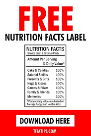 Download Free Birthday Nutrition Facts Label For Chip Bags Nutrition Facts Label Free Birthday Stuff Chip Bags