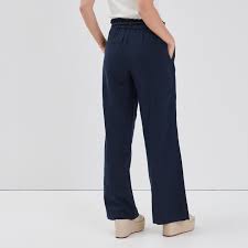 Poncho camaïeu bleu marine avec 2 poches. Pantalon Fluide Lin Bleu Marine Femme Cache Cache