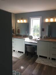 bathroom with ikea kitchen cabinets