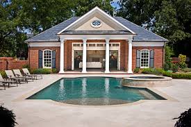Brick Colonial Traditional Pool House Pool House Designs Pool Houses Pool House Shed