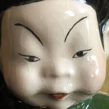 7 “ CHINESE GIRL & BOY WH BIG HATS. Planters