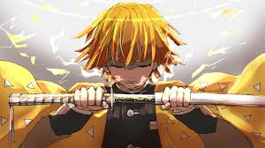 (but it's just his sword because wow pretty lightning.) Zenitsu Agatsuma Katana Kimetsu No Yaiba 4k Wallpaper 161