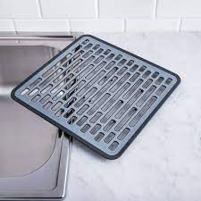 Designed to let air and water flow freely. Oxo Good Grips Sink Silicone Sink Mat Small Black Grey Kitchen Stuff Plus