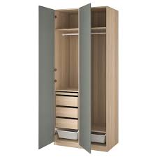 pax reinsvoll kledingkastcombinatie wit gelazuurd eikeneffect grijsgroen 100x60x236 cm ikea in 2021 ikea wit smalle kast