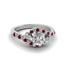 Marquise ruby & diamond ring set 14k or 18k gold. Swirl Halo Simple Diamond Engagement Ring With Ruby In 14k White Gold Fascinating Diamonds