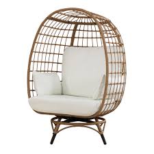 Sunjoy Light Brown Swivel Egg Cuddle Chair Walmart Com Patio Chairs Chaise Lounge Chair Chair