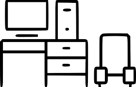 Computer Table Chair Living Room Office Furniture Svg Png Furniture Icon Set With Glyph Sty Living Room Office Furniture Living Room Office Living Room Chairs