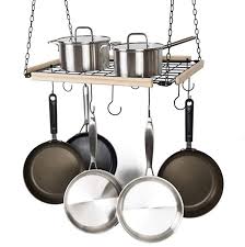 Soduku Pot Pan Rack With Shelf Grid Ceiling Mounted Hanging Multi Purpose Wood Pot Rack Hanging Kitchen Storage Organization Pot Rack