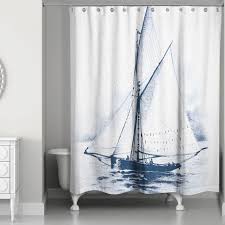 Designs Direct White Sailboat Shower Curtain In Blue White Nautical Shower Curtains Bathroom Decor Modern Bathroom Decor