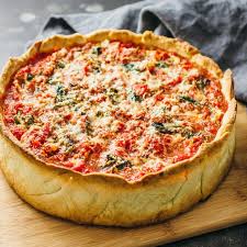 Chicago Deep Dish Pizza With Spinach Chicago Deep Dish Pizza Deep Dish Pizza Recipe Deep Dish Pizza