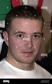 Paul Candy rider with Carmarthen Dragons at the Speedway GB Exhibition 2003  at the National Agricultural Centre in Stoneleigh, Warwickshire Stock Photo 
