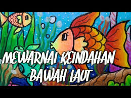 Gambar di atas adalah sketsa pemandangan laut yang mudah dibuat. Belajar Mewarnai Keindahan Bawah Laut Youtube