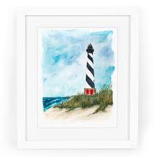 The stairs have a handrail only on one side and a. Outer Banks North Carolina Cape Hatteras Lighthouse Art Watercolor Print Fine Art Painting Lighthouse Artwork Cape Hatteras Lighthouse Art Collectibles Painting Kromasol Com