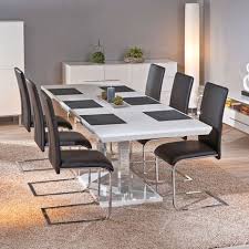 Monton Extendable White Gloss Dining Table With 8 Trishell Chair Dining Table Chairs
