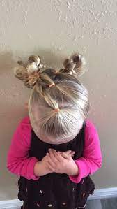 Cute Preschool Hair Pulled Up In 2 Messy Buns Girl Hairstyles Hair Pulling Hair Wrap
