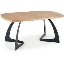 Extending dining table and chairs ukrainian city polish version. Stylish Veldon 160x90 Natural Oak Black Loft Extending Dining Table Halmar