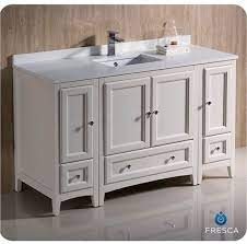 Virtu usa finley 54 inch double sink bathroom vanity set in plum w/integrated square sink, white polymarble countertop, single hole brushed. Fresca Oxford Single 54 Inch Transitional Modular Bathroom Vanity Antique White