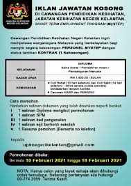 Sebab penduduk senang nak ke sana ke mari dari satu tempat ke satu tempat yang lain, lebih mudah untuk sebarkan virus ni. Iklan Jawatan Jabatan Kesihatan Negeri Kelantan Jobs Hub