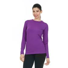 Thermajane Womens Thermal Shirt Tops Purple M