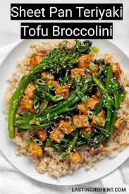 Sheet Pan Teriyaki Tofu Broccolini Recipe In 2020 Tofu Teriyaki Tofu Broccolini