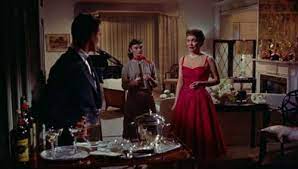 All That Heaven Allows 1955 Jane Wyman And Gloria Talbott As Cary Scott And Her Daughter Kay Wear Red Outfit With Pearls Shawl Collar Dress Wearing A Shawl