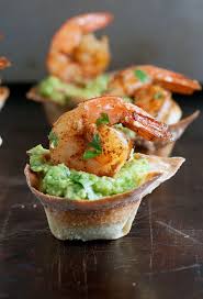 Guacamole Shrimp Wonton Cups Recipe Thanksgiving Side Dishes Healthy Thanksgiving Side Dishes Easy Thanksgiving Recipes Side Dishes