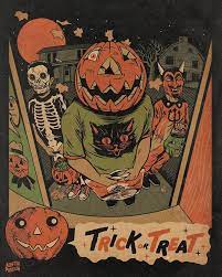 Austinpardunart On Instagram Trick Or Treat Imagine If These Two Houses Were In Your Neighborhood Vintage Halloween Art Halloween Poster Retro Halloween