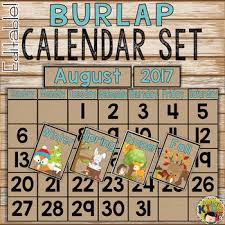 Burlap Calendar Set Editable Camping Theme